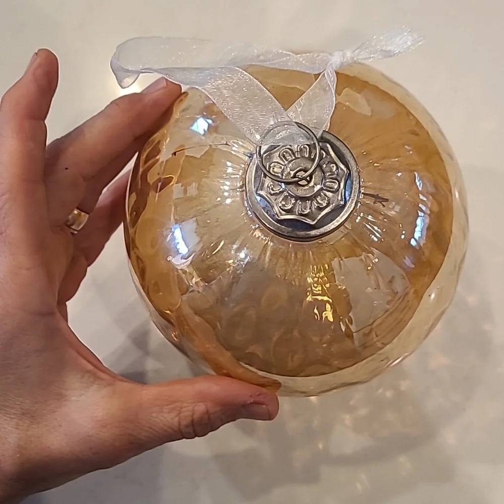 Champagne Gold Glass Heavy Ornament
